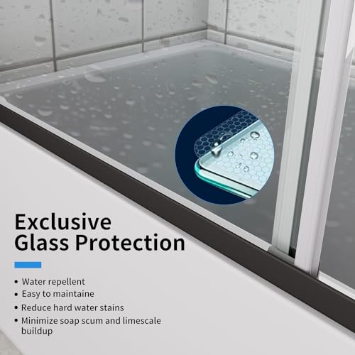 Royal Guard Shower Door,Royal Guard 44-48 Inch W X 70 Inch H Semi-Frameless Double Sliding Glass Shower Door With 1/4'' (6Mm) Clear Sgcc Tempered Glass,Bypass Shower Enclosure,Matte Black thumb #8
