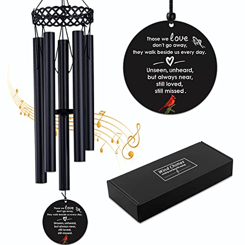 Image of Cardinal Memorial Wind Chimes for Outside,Sympathy Windchime for Loss of Loved One,Sympathy Memorial Gifts in Memory of Mother Father Mom Husband Dad Son,Bereavement Wind Chimes Outdoor Deep Tone