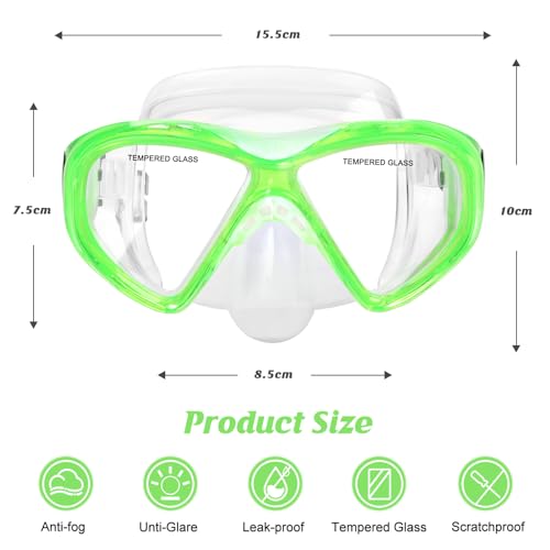 Image of Kids Swim Goggles Snorkel Diving Mask for Boys Girls Ages 5-15, Two-Color Anti-Fog Swimming Goggles with Nose Cover