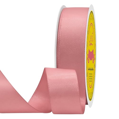 Image of Double Face Dusty Pink Satin Ribbon 7 /8 inch X 25 Yards Polyester Dusty Pink Ribbon for Gift Wrapping Very Suitable for Weddings Party Hair Bow Invitation Decorations and More