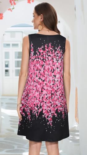 Image of Summer Dresses for Women V Neck Short Sleeve Flowy Tshirt Dress Casual Loose Sundress with Pockets