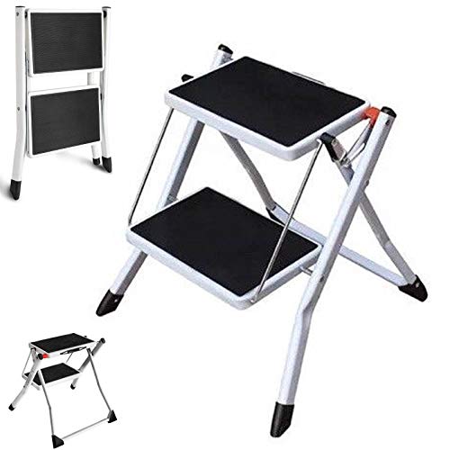 Bowose Heavy Duty Steel Double Steps Stool Ladder Folding Household Stepper 43cm Height