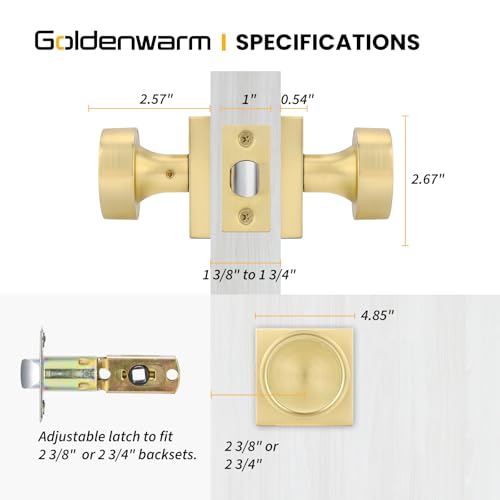 Image of Goldenwarm Brushed Gold Door Knobs Passage, Closet Door Knob Zinc Alloy, Contemporary Gold Interior Door Knobs for Hallway, 8 Pack