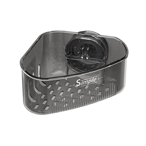 Guaber Estante esquinero multiusos con ventosa para baño, cocina, con orificios de drenaje rápido para esponjas húmedas, estante de drenaje ajustable para fregaderos