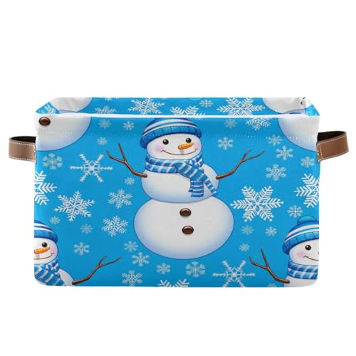 Cheerful Snowman Blue �t�@�u���b�N�X�g���[�W�{�b�N�X �����܂肽���ݎ����[�I�[�K�i�C�U�[ ����p 2�Z�b�g