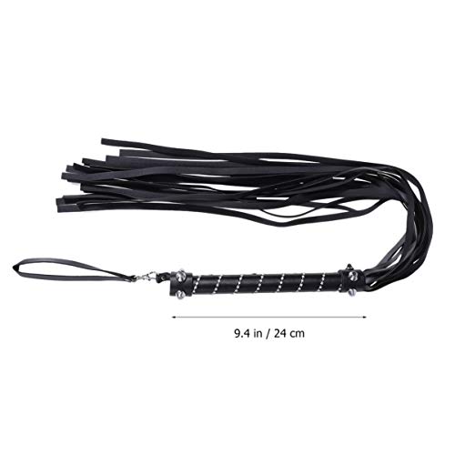Chicotes de couro preto KesYOO decorados com diamante, com borlas para Halloween ou fantasia de cosp