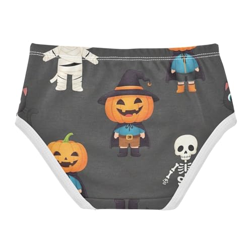 Cute Halloween Print Gray Undies for Toddler Girls, Girls Underwear Cotton, 2T–8 Years2