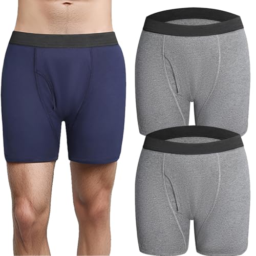 Fendano Orykas Mens Incontinence Underwear, Octipa Men's Ultra-Absorbent Incontinence Boxer Briefs (2 PCS Gray,m)