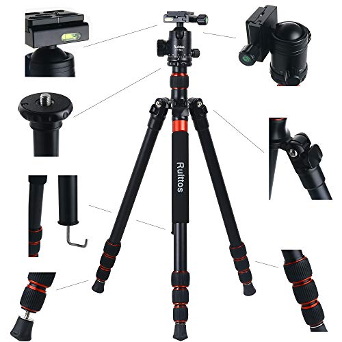 Tripod For Camera, 64" Camera Tripod Stand, Dslr Tripods & Monopods, Heavy Duty Travel Tripod For Binoculars Laser Level Spotting Scope Telescope, Professional Complete Tripod Units #TOP6
