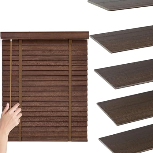 Persiana Veneciana de Madera Persianas Sin Taladrar 170 180 70 80 85 115 120 140 160 50 165cm, Láminas de 50mm, Fácil Instalación, Protección Solar Y Privacidad(Café)