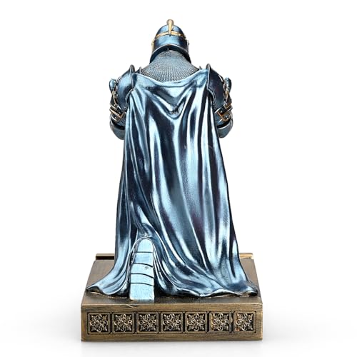 HDMbigmi King's Guard Leader Knight Pen Holder Warrior Mobile Phone Holder Knight Statue Paperweight for Office Home (Blue) - Image 4