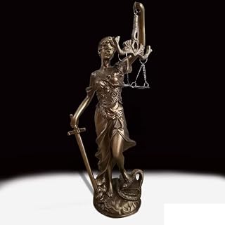 Dinggaoyikang The Lady Justice Statue, Cold Cast Bronze Top Collection Sculpture Roman Goddess of Law Sculpture, Sculpture Lady Justice Figure Antique Style Statue for Living Room or Office Decor
