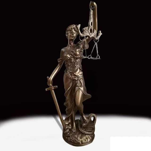 Dinggaoyikang The Lady Justice Statue, Cold Cast Bronze Top Collection Sculpture Roman Goddess of Law Sculpture, Sculpture Lady Justice Figure Antique Style Statue for Living Room or Office Decor