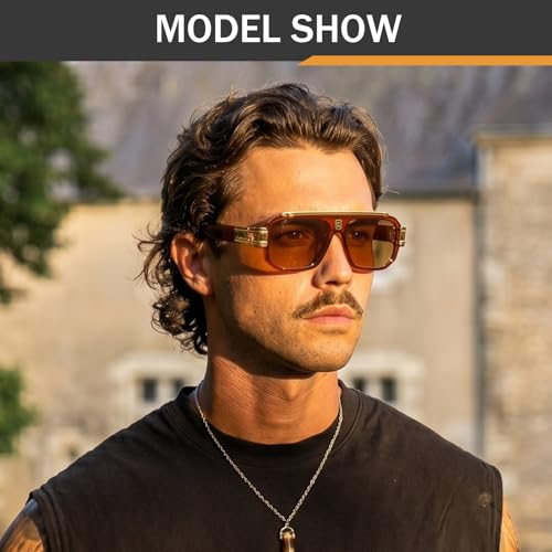 Image of Retro Polarized Pilot Sunglasses Men Women Vintage Square Metal Designer Style 80s Shades Eyewear
