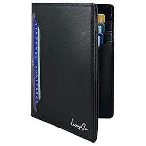 LuxyGo Portefeuille Homme – Porte Carte De Credit Anti RFID/NFC – Protection Cartes Bleue Pièce identité Francaise Permis Conduire – Etui Cuir – Protege Contre Le piratage Bancaire