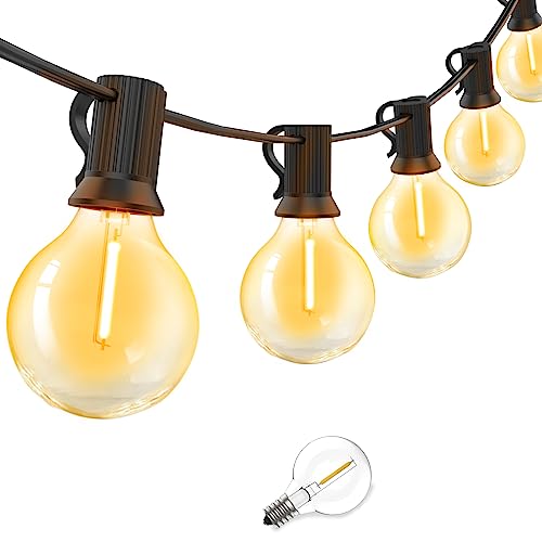 Yuusei Lichterkette Außen Strom, 20M Lichterkette Outdoor mit Fernbedienung, IP45 Wasserdicht, 24+1 G40 Dimmbar LED-Glühbirnen für Garten Pavillon Balkon Camping Party Hochzeit