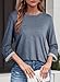 Dokotoo Women Blouses Crewneck 3/4 Length Sleeve Cute Tops for Women 2025 Summer Trendy Casual Plus Size Clothing Fashion T Shirts Fall Workout Outfit Ladies Basic Tee Blue Large