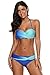 RUICHUANGS Sexy Maillot de Bain Femme 2 Pièces, Couleur dégradée and détachable bandoulière Halter Bikini Maillot de Bain,Blue1,M