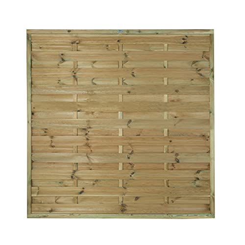 Forest Garden 1.8 metre x 1.8 metre Pressure Treated Decorative Europa Plain Fence Panel-Pack of 3, Natural Timber, EGFPPK3HD