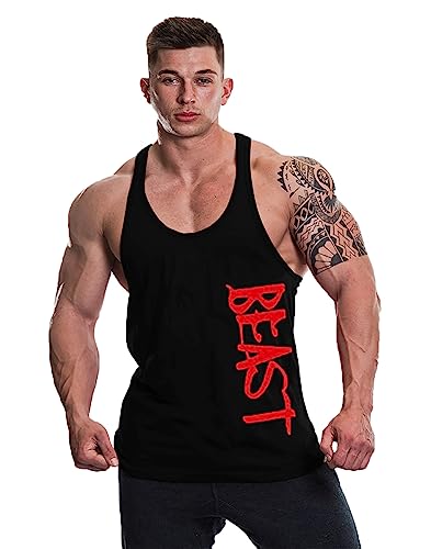 Image of THE BLAZZE 0003 Men's Beast Gym Tank Gym Tank Stringer Tank Tops for Men Gym Vest for Men Sleeveless Bodybuilding Gym Tank Tops for Men