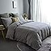 ATsense Duvet Cover Queen Size, 100% Washed Cotton Linen Feel Super Soft Comfortable, 3-Piece Grey Duvet Cover Bedding Set, Long-Lasting and Easy Care, Simple Style Farmhouse Comforter Cover