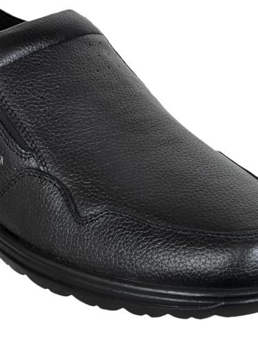 Image of Allen Cooper Men's Black Genuine Leather Loafers |Slip-On Formal Shoes | Comfortable Office Moccasins for Men