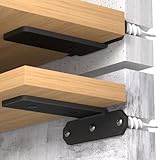 TESSTINA Staffe per Mensole Pesanti 80kg Reggimensola a Scomparsa, Supporto Metallo Nero 3,8cm per Mensola 10-15cm, Staffe Angolari Invisibili, Reggimensola Carichi Pesanti