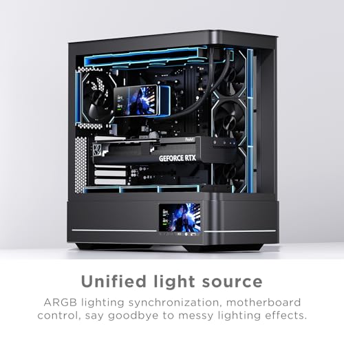 TZMRIT PF360 Aio Water Cooling 360 mm with 5.5 Inch LCD Magnetic Screen Display, All-in-One ARGB Infinity Mirror 2000 RPM PWM Fan, for AM4/AM5 & Intel LGA1851/1700 (Black) – vue 4