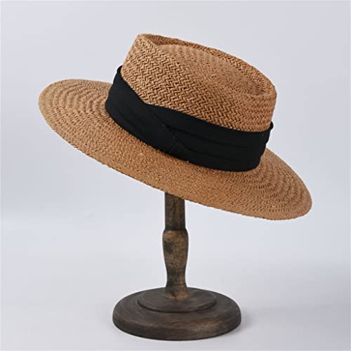 Chapeau plage femme en paille de blé style canotier ruban pour les vacances