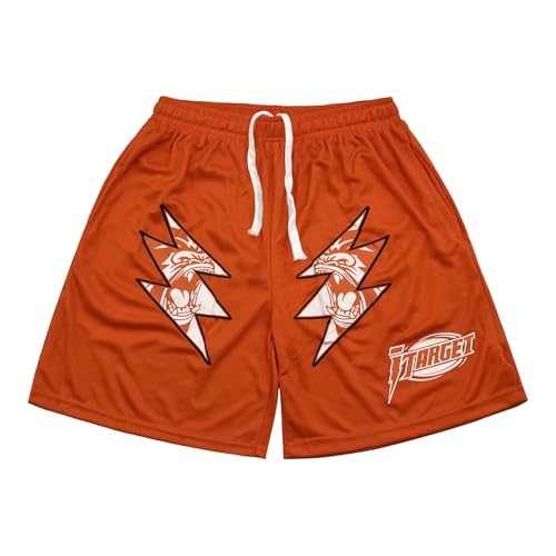 DIOTSR Mens Lightning Graphic Shorts Running Basketball Shorts Cool Casual Workout Shorts with Pockets Drawstring Waist (Orange,X-Large)