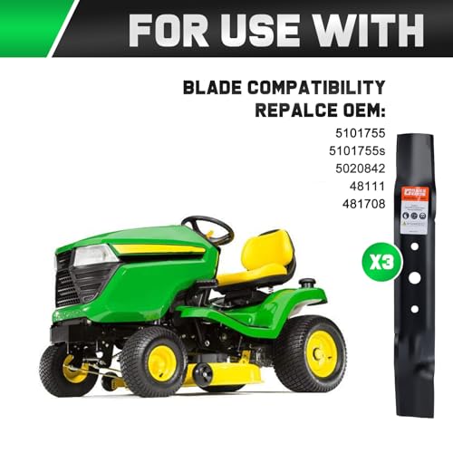 Image of Grasscool GX20250 Mower Blades Compatible with John D-eere L130 L120 Scotts L2048 L2548 48 inch Lawn Tractor Repalce GY20568