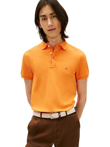 Image of Tommy Hilfiger Men's Short Sleeve Polo Shirts in Slim Fit with Stretch and Organic Pique Cotton