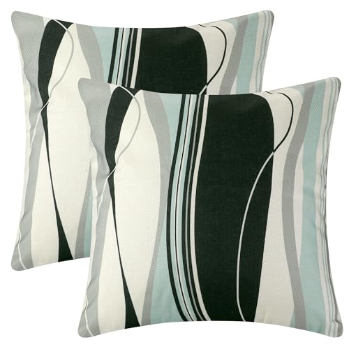Image of Uxcell Set of 2 Square Linen Geometric Print Throw Pillow Covers for Couch