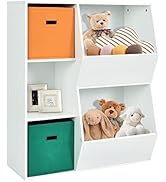 RELAX4LIFE Libreria Scaffale in Legno, Libreria a 8 Cubi con Kit Anti- Ribaltamento, Espositore Scaffale di Stoccaggio per Studio, Camera da Letto, Soggiorno (Naturale, 60 x 20 x 120 cm