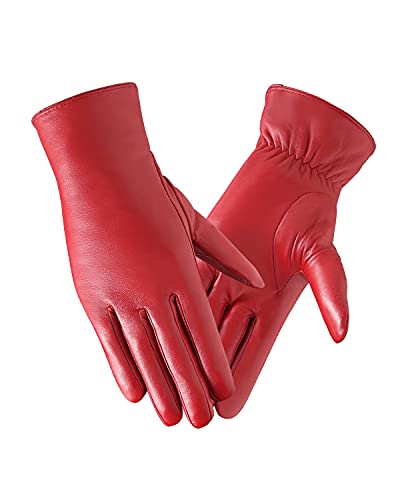 Super-soft Leather Winter Gloves for Women Full-Hand Touchscreen Warm Cashmere Lined Perfect Appearance
