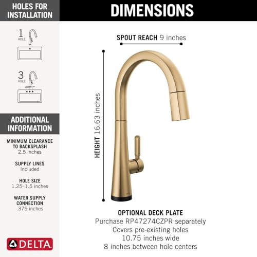 Image of Delta Faucet Monrovia Gold Kitchen Faucet Touch, Touch Kitchen Faucets with Pull Down Sprayer, Kitchen Sink Faucet, Delta Touch2O Technology, Lumicoat Champagne Bronze 9191T-CZ-PR-DST