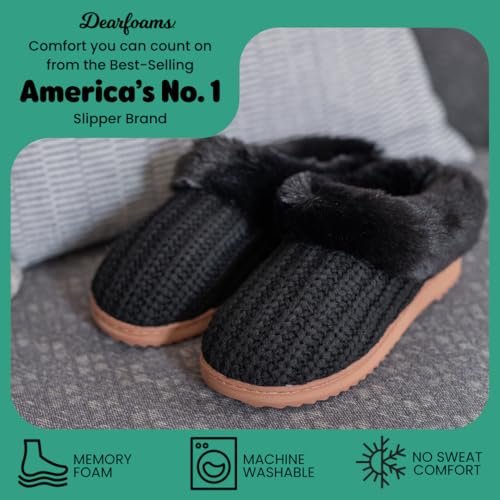 Image of Dearfoams Women's Memory Foam Cozy Soft House Slippers Gifts for Women Hannah Knit Clog House Shoes