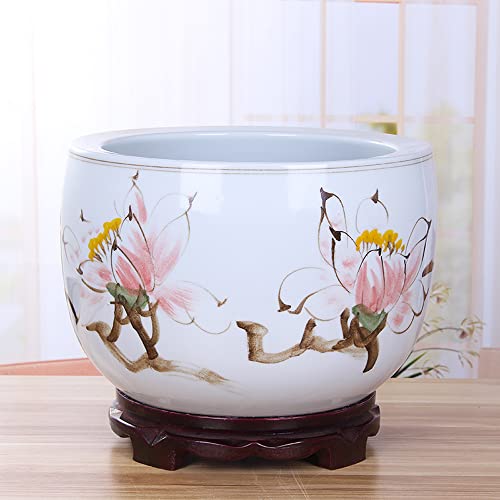 シノワズリ 青と白の磁器 陶器 植木鉢 大型 厚みのある 屋内 多肉植物 蘭 幸運の木 盆栽 緑の植物 花