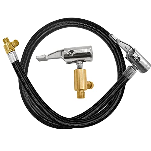 KEWAYO Tubo Flessibile della Pompa Gonfiaggio, Pompa Tubo Adattatore, Estensori Valvola Pneumatico, Adattatore Estensione Tubo Pompa Gonfiatore Prolunghe per Valvola per Auto, Moto, Camion（60cm）