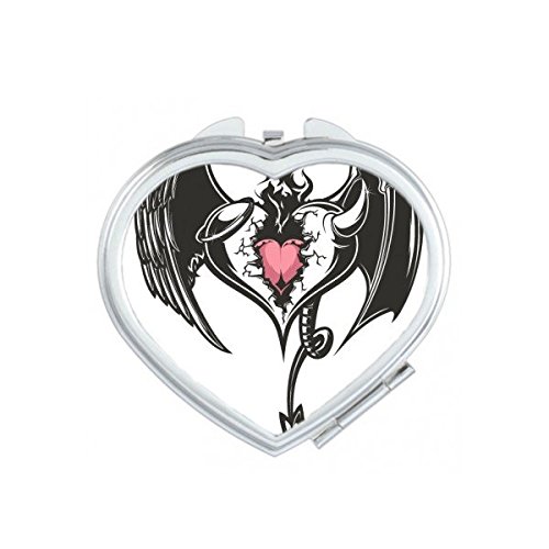 Miroir de poche motif coeur armure brisée noir pour retouches