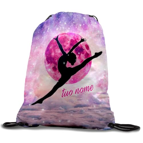 quickgadget Sacca Zaino Ginnastica Artistica Ritmica Personalizzata con Nome – Sacca Palestra a Cordoncino in Poliestere 35x54 cm, Lavabile 40°C, Idea Regalo Ginnastica (2K26-003)