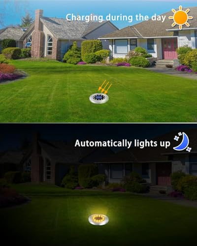 Luzes solares de solo, 12 luzes LED à prova d'água para jardim ao ar livre brilhantes no solo, luze