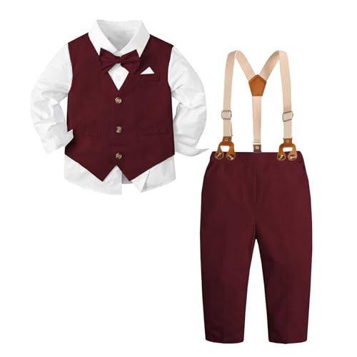 Image of SANGTREE Boys Suit Cotton Linen Formal Set Baby Boy Dress Clothes Gentleman Wedding Ring Bearer Outfits, 3 Months - 9 Years