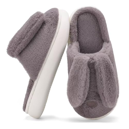 NineCiFun Women's Bunny Slippers Memory Foam House Plush Fluffy Rabbit Slippers Comfy Fuzzy Faux Fur Lining Indoor Animal Bedroom Shoes