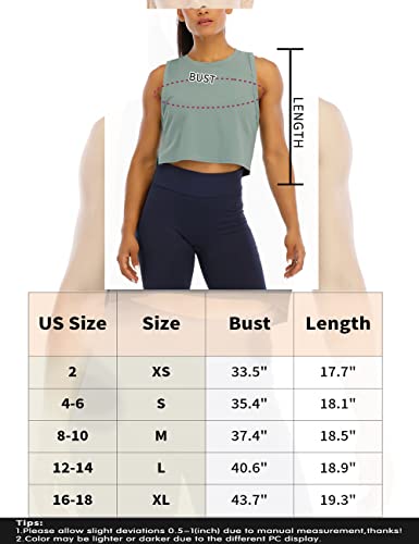 Hioinieiy Women's Loose Sleeveless Workout Crop Tank Cropped Muscle Tops Cool Gym Exercise Yoga Shirts Green S #TOP4