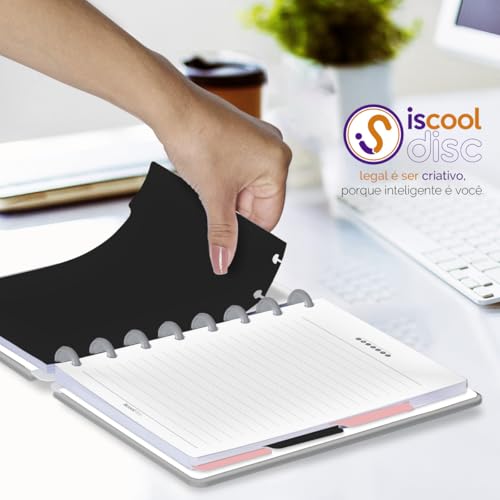 Divisórias Iscool P/Caderno De Disco P Spot Colors Preto e Rosê