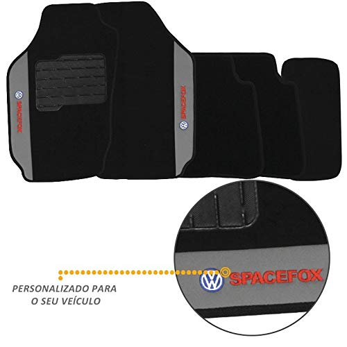 Jogo De Tapetes Carpete Volkswagen Spacefox 2006 a 2013 Preto Bordado 5 Peças