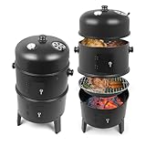 Paxlloonge 16' Charcoal Smoker, 4 In 1 Vertical Grill with 2 Cooking Area and Thermometer, Heavy Duty Smokers Grill for Parties Backyard Patio and Camping