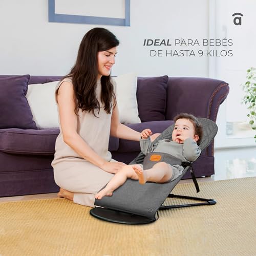 Miniatura 4 de Hamaca Bebé 2 En 1 Mecedora Y Balancín Reclinable Y Plegable Arnés 3 Puntos Ligera Y Compacta Uso Desde 0 Meses Hasta 9 Kg Paradise Gris Asalvo