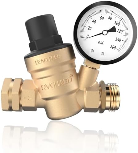 RVGUARD RV Water Pressure Regulator Valve, Lead-Free Brass Adjust...